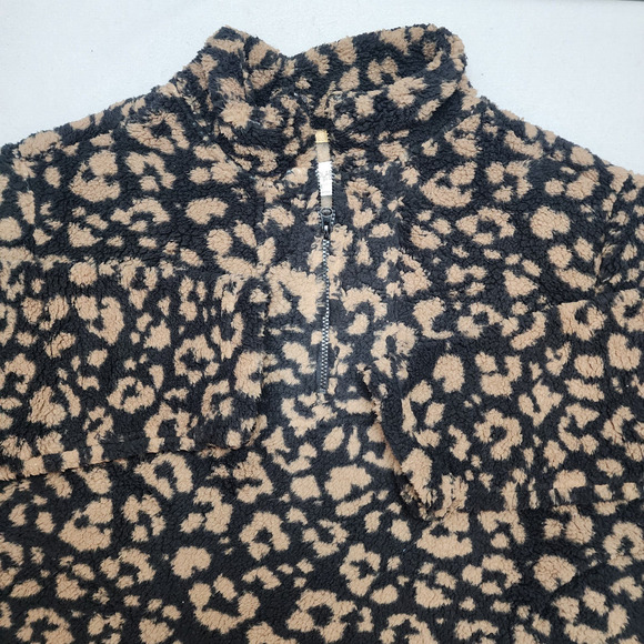 Koolaburra by UGG Women's Sherpa Fleece Pullover Brown Black Leopard Sz L - NEW - Picture 3 of 8